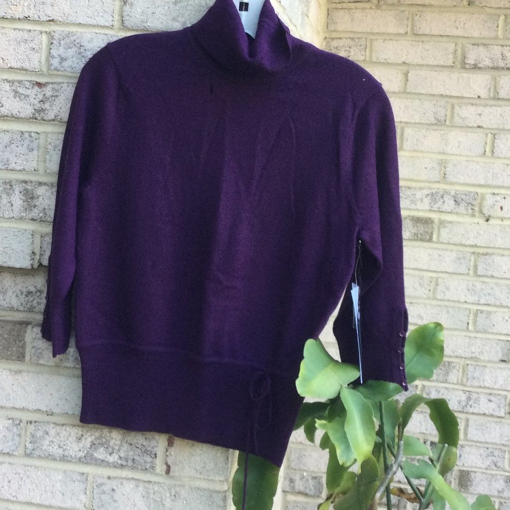 Elena Solano Wool Turtle Neck Purple Sweater
